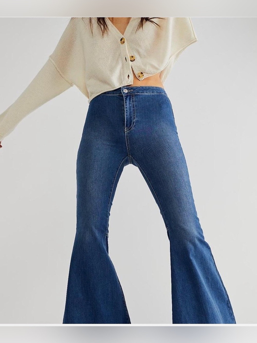 💙✨ FREE PEOPLE We‎ The Free Just Float On Flare Jeans 27 Jericho Blue ✨💙